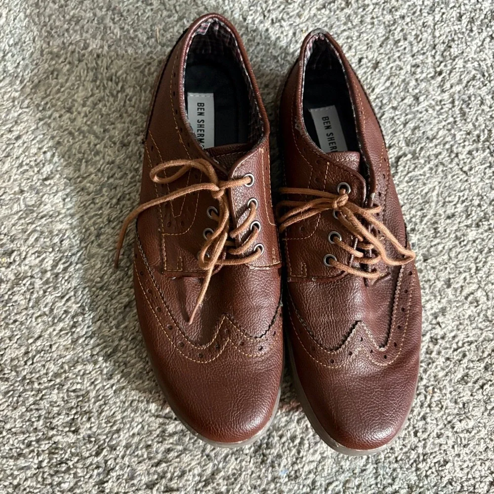 Ben Sherman Brown Wingtip Oxford Dress Shoes‎ Mens Size 9.5 Casual